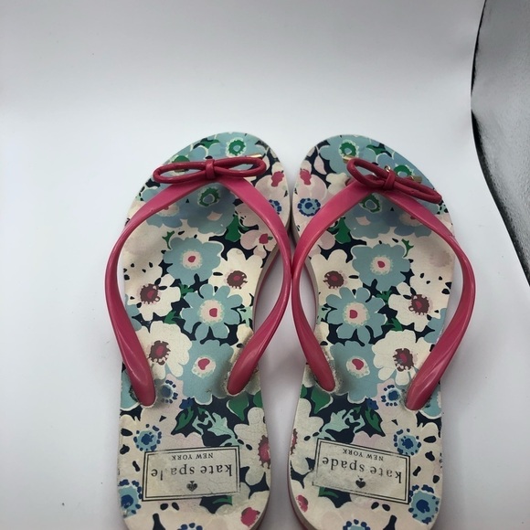 Kate Spade pink bow with flowers sandals womens size 9-10 - Picture 4 of 10